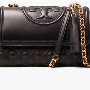 Tory Burch Quilted Leather Shoulder Bag with Tassel and Chain